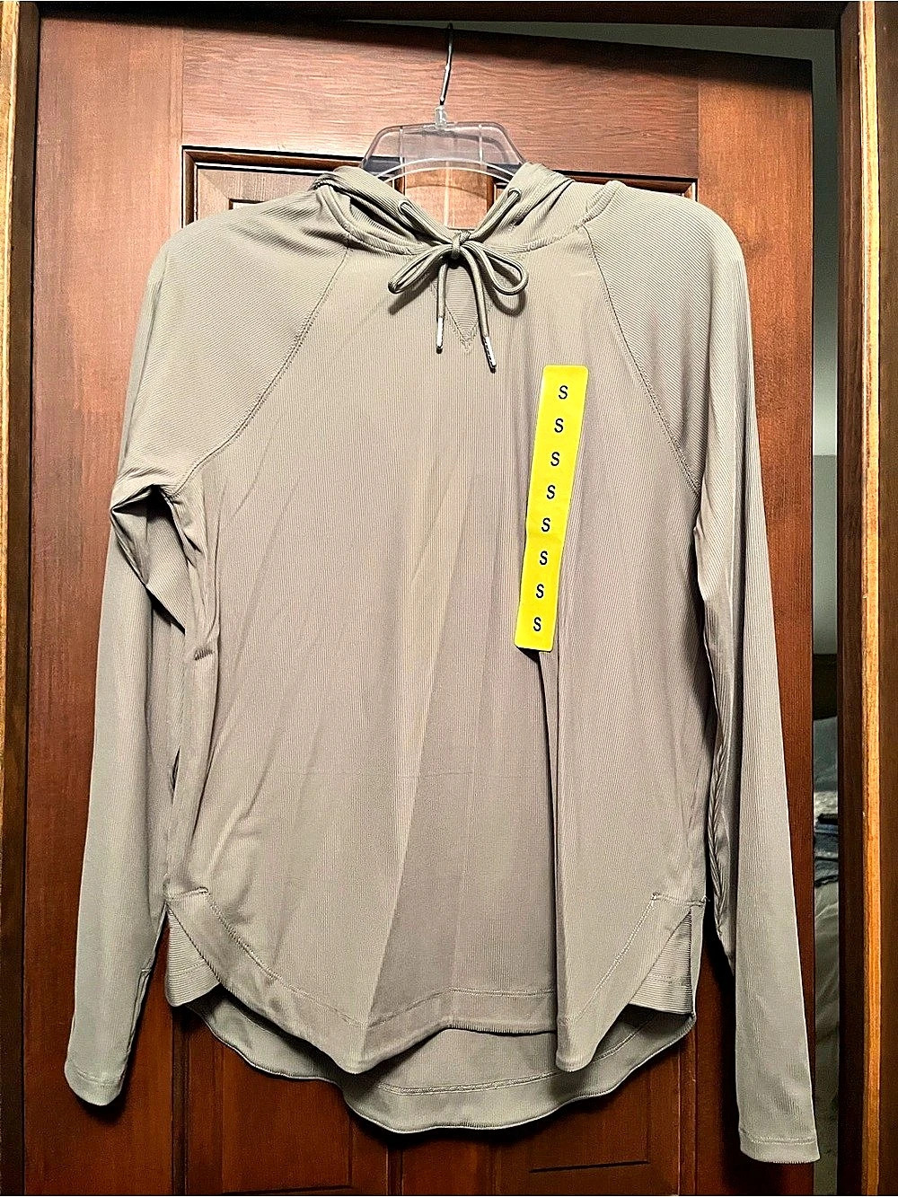 Sage Collective Sage Women'Small Long Sleeve Ribbed Hoodie Gray Small